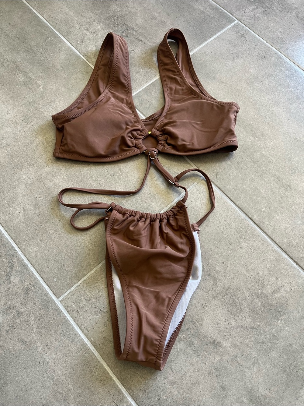Brown One-Piece Cutout Swimsuit Great Condition Perfect for Summer!